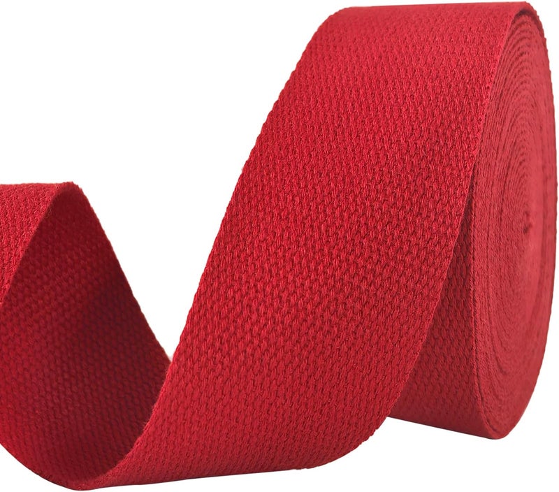 Evora 2 inch Cotton Webbing Braid Handles Bag Strap 15ft High Density Webbing Plain Weave Straps for Cloth Tote Bag, Pet Collars, DIY Projects, Crafts, Outdoor Accessories (Red 501) - Image 1